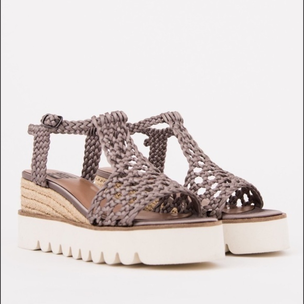 BIBI LOU X Anthropologie ARIEL WEDGE PLATFORM SANDAL IN COLOR NEUTRAL SIZE 39/8